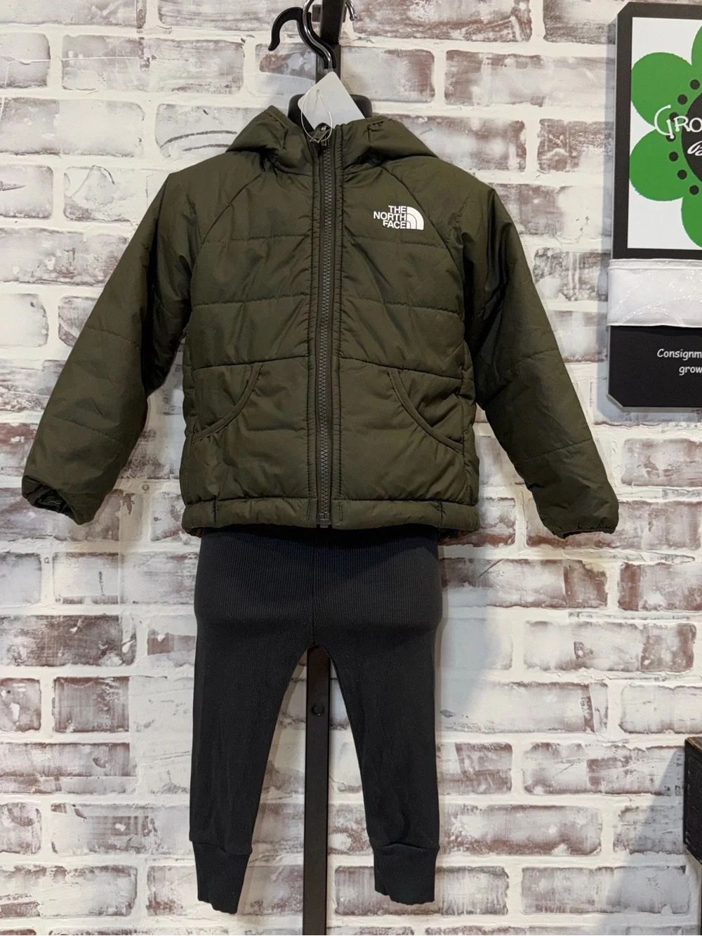 The North Face Kids Olive Puffer Jacket - Hooded Winter Coat reversible
